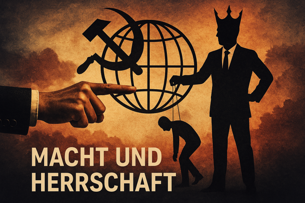 Symbolische Darstellung von Macht und Herrschaft – Mensch im Schatten großer Institutionen
